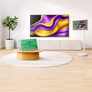 스탠바이미, 스탠바이미 2와 LG TV가 배치된 거실 이미지