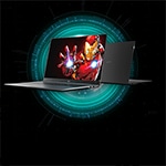 어두운 배경의 원형 빛 앞에 LG 그램 Pro AI 2대가 배치되어 있다.